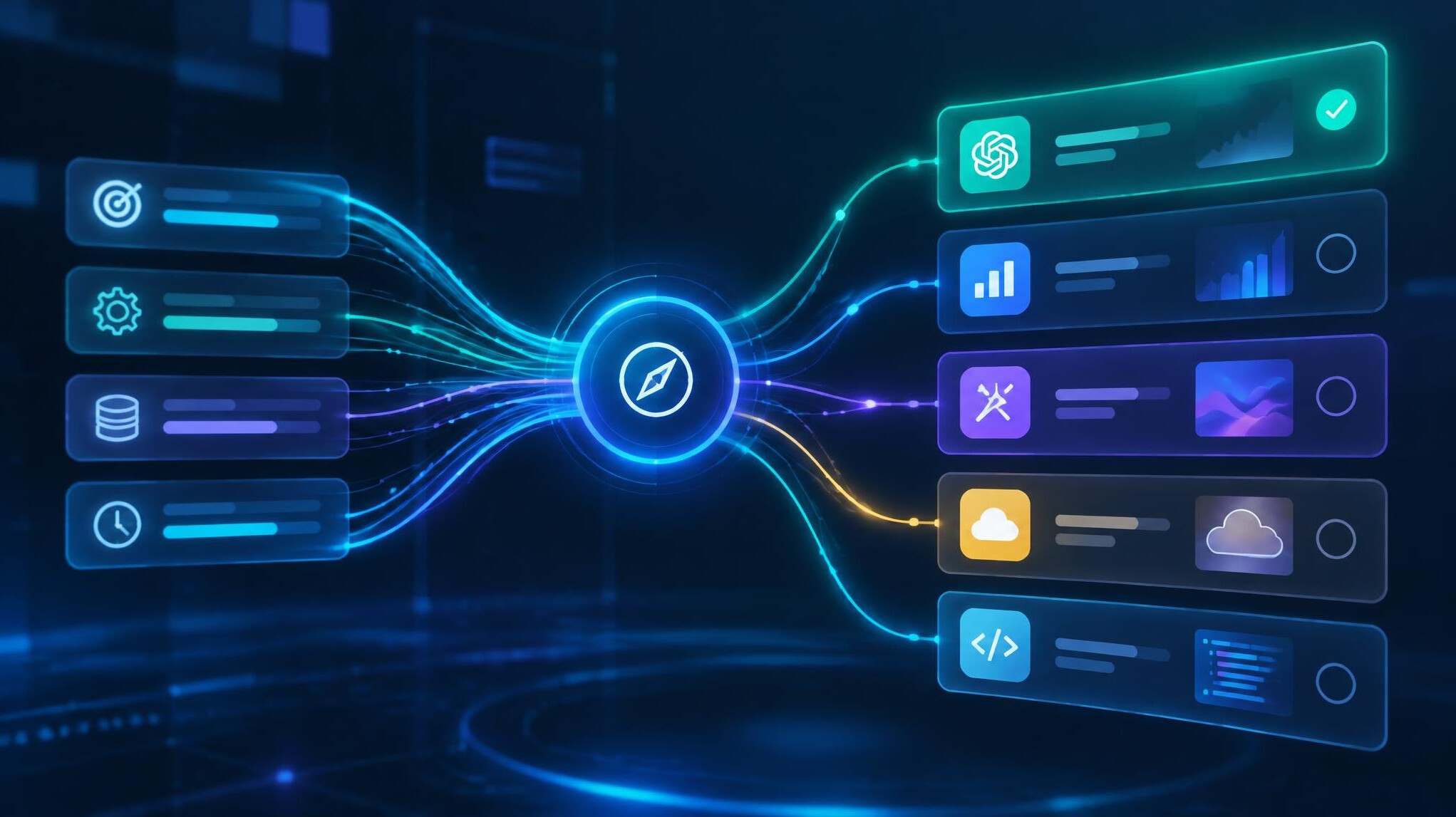 Digital interface with glowing data lines