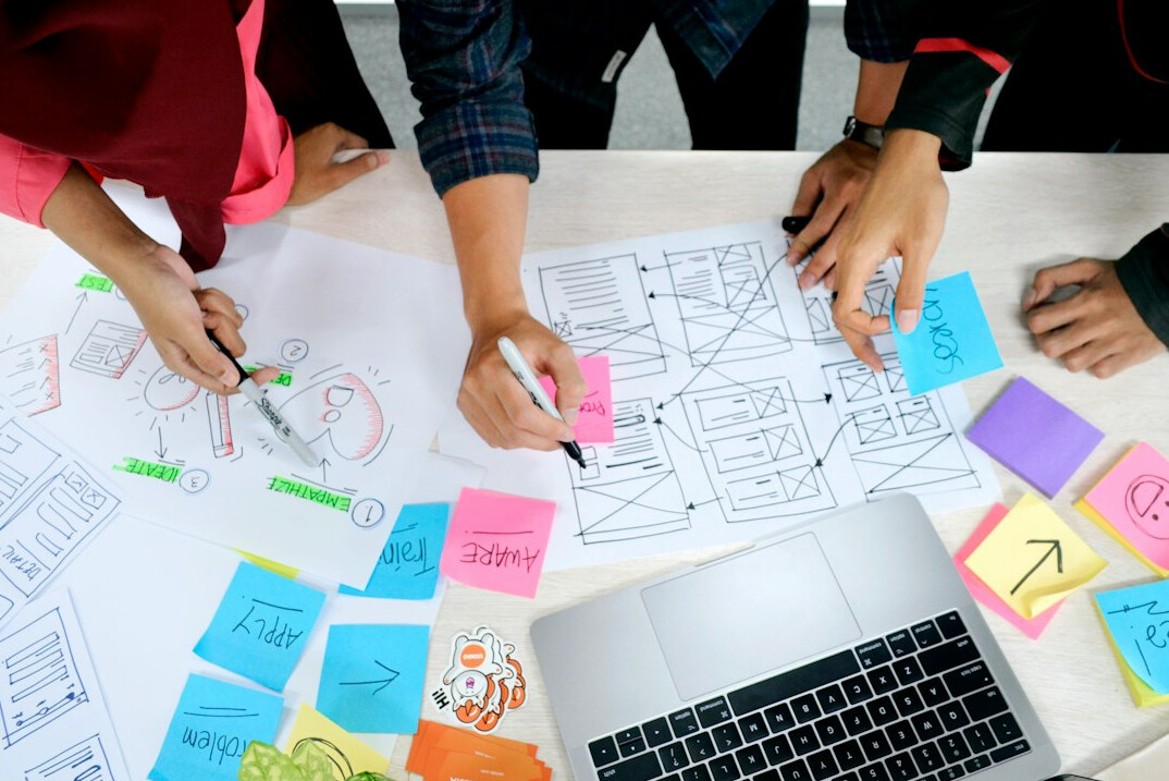 team discussing ui prototype